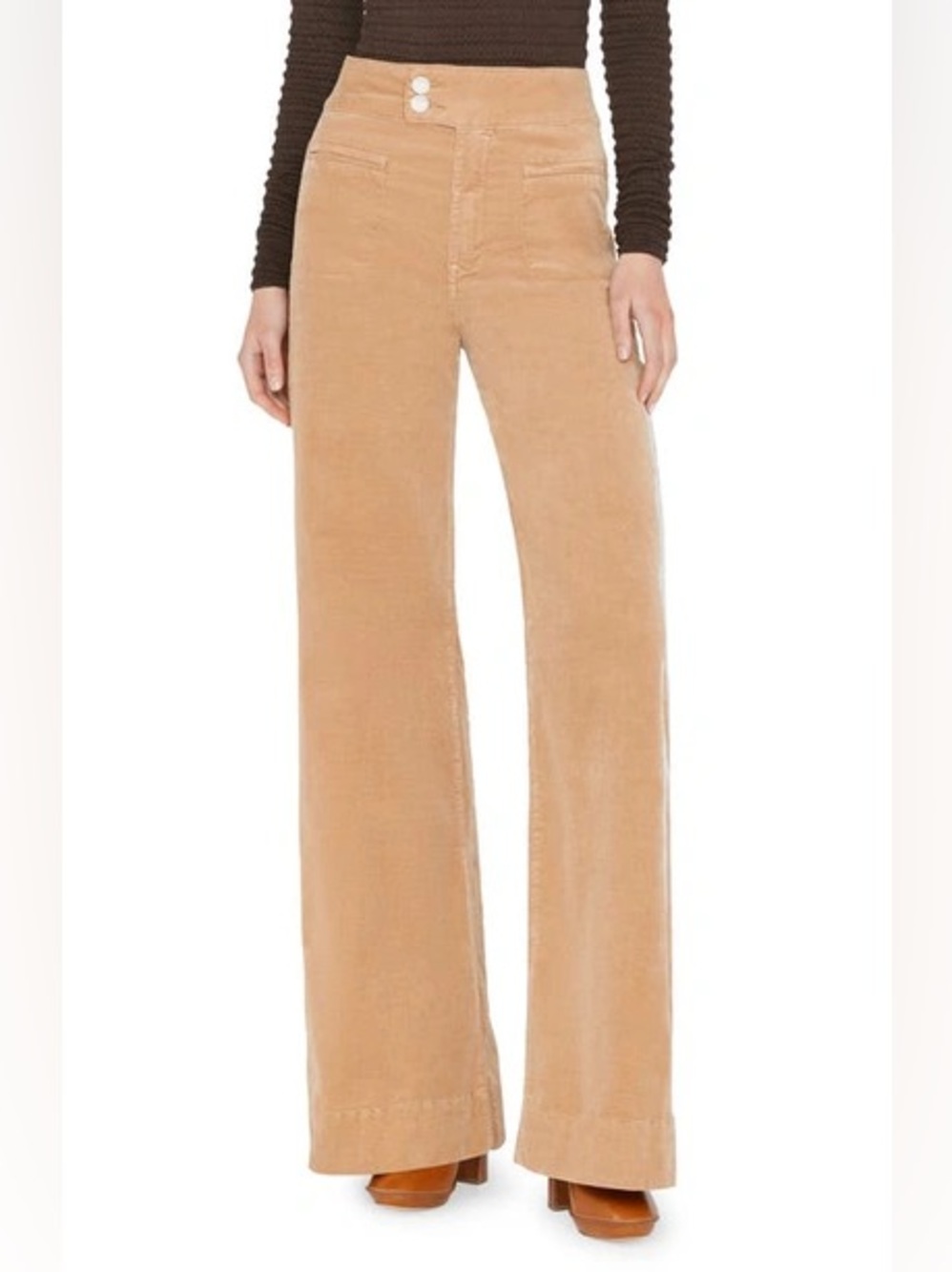 FRAME Le Hardy Wide Leg High Rise Corduroy Pants in Camel
